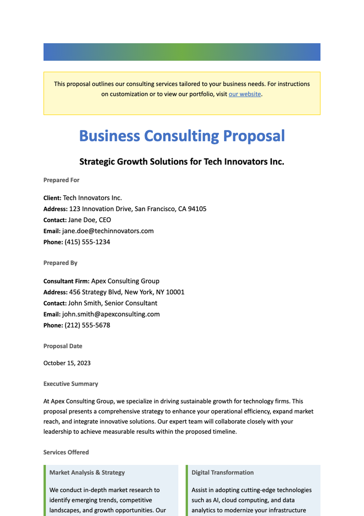 Business consulting proposal template with editable fields and sidebar instructions_variant_3